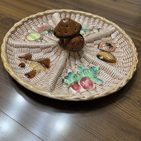 Japanese Hors d'oeuvre Ceramic Veggie Divided Serving Platter Mushroom - Picture 2 of 9